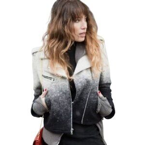 Gap Gray Ombre Wool Blend Moto Jacket Size S